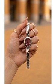 Resim KLISHE Butik Belluci Gümüş & Bordo Renk Çelik Kadın Saati, Classic, Oldmoney, Saat Koleksiyonu 2026 