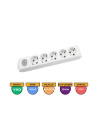 Resim Viko Multi-let 5'li Grup Priz Anahtarlı Topraklı Çocuk Korumalı Klemensli Beyaz - 90117500 