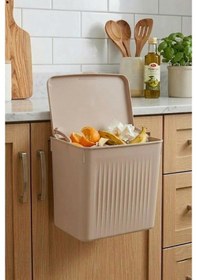 Resim Askılı Ve Yapışkanlı Mutfak Ve Banyo İçin Pratik Çöp Kovası 8lt Açık Kahve 