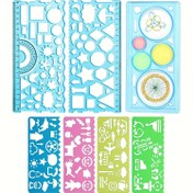 Resim 7 adet Çizim Şablon Seti Çok Fonksiyonlu Geometrik Cetvel, Çizim Araçları için Okul Malzemeleri Cetvel Çizim Şablon Seti Şablon, Sihirli Çiçek Cetvel Çizim Seti, Yaratıcı ve Sanat Proje Şablonu 