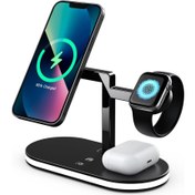 Resim YM-UD23 5in1 Kablosuz Şarj Standı LED Lambalı Wireless Charging Station 