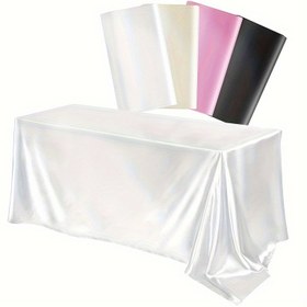 Resim 1 adet Şık Düz Renkli Saten Masa Örtüsü - 218.44cm x 144.78cm Dikdörtgen, Pürüzsüz Yansıtıcı Yüzey, Düğünler, Yıldönümleri, Doğum Günleri ve Özel Etkinlikler için Mükemmel - Ev & Restoran Parti Dekoru, Masa Dekoru 