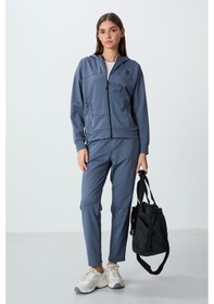Resim Tommy Life Petrol Kapüşonlu Gizli Cep Detaylı Standart Kalıp Kadın Eşofman Takımı - 95306 Petrol 