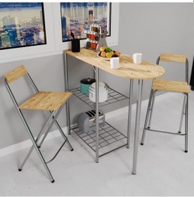 Resim Mutfak Bar Masa Sandalye Takımı Mutfak Masası Çam 1339 