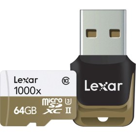 Resim Lexar 64 GB 1000x 4K Micro SD Hafıza Kartı + 3.0 Kart Okuyucu 