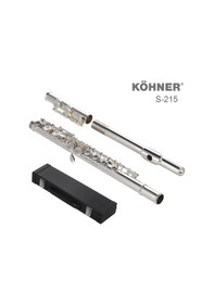 Resim Köhner S-215 Gümüş Yan Flüt Seti-Kutulu Ful Set 