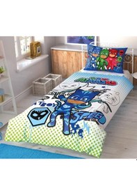 Resim Taç - Pj Masks Çek Canlandır Lisanslı Tek Kişilik Nevresim Takımı 