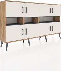Resim Arges Konsol 8 Raflı 8 Kapaklı 176x30x99 Çam-aytaşı/antrasit Aytası/antrasıt - Atlas Çam 