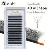 Resim Ailaishi 4D W Shape Kirpik Uzantıları - Başlangıç Dostu, Yeniden Kullanılabilir, Bitki Tabanlı Squalane Kirpikler, Karma Stiller: Doğal, Anime, Çapraz, Yumuşak, C/D Curl, Çeşitli Uzunluklar 6-15mm, Kalınlık 0.07mm, Önceden Hazır Fanlar ve Salinler için İncelikli 
