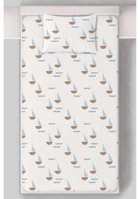 Resim Organik Tek Kişilik Lastikli Çarşaf Seti - Yelken Rüyası Renkli 