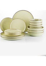Resim Kütahya Porselen Moderna Yemek Takımı Pearl Bej/Sarı 4 Kişilik 16 Parça 