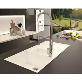 Resim EVIER Granit Evye Yale Series White (beyaz) (1.5 Göz) 