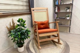 Resim VERANDA MİNDERLİ SALLANAN SANDALYE, TURUNCU, NATUREL AYAK 