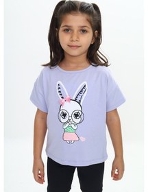 Resim Toontoy Kids Toontoy Kız Çocuk Tavşan Baskılı Tişört Mavi 
