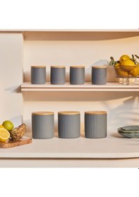 Resim Karaca Massimo 7'li Seramik Vakum Kapaklı Baharat Takımı Antrasit Antrasit 