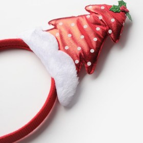 Resim Kırmızı Puanlı Yılbaşı Ağacı Kız Çocuk Taç - Kırmızı / Tek Ebat 