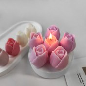 Resim 1 adet Lale Çiçeği Mum Kalıbı - Kendin Yap El Yapımı Sabun ve Kokulu Mum Yapımı Silikon Kalıp, Aromaterapi ve El Sanatları için Pembe Çiçek Deseni, Mum Yapımı Malzemeleri 