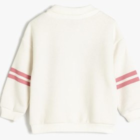 Resim Kız Bebek Uzun Kollu Pamuklu Şardonlu Polo Yaka Sweatshirt Şardonlu 