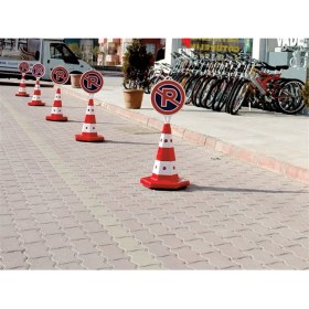 Resim Evelux Klasik Kedi Gözlü Trafik Konisi 50 cm Ağırlıklı Trafik Dubası 