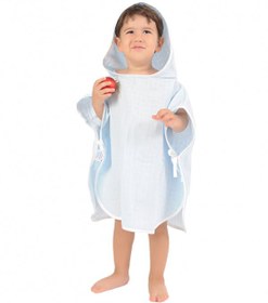 Resim Bebek Müslin Panço | 55x55cm | %100 Pamuk | Kapüşonlu - Açık Mavi 
