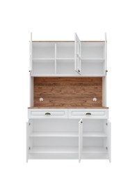 Resim Efes Kahve Köşesi - 140 Cm Mdf Mutfak Dolabı - Led Aydınlatmalı - Atlantik Çam - Beyaz 