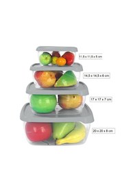 Resim Kare Saklama Kabı Seti 4'lü 0.50 - 0.90 - 1.50 - 2.50 L Gri 