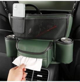 Resim Pazly Araba Çok Fonksiyonlu Yeşil Kol Dayama Kutusu Saklama Çantası Araba İç Malzemeleri 
