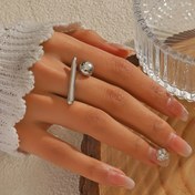 Resim Elegant Vintage Esintili Kadın Yüzüğü - Yuvarlak Top Detaylı Benzersiz Tasarım, Çinko Alaşım, Günlük Kıyafetler & Hediye İçin Mükemmel 