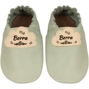 Resim Kız Bebek Kişiye Özel Isimli Su Yeşili Deri Patik - Bulut Görselli Yeşil 