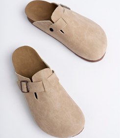 Resim ARYAN Yen Boston Unisex Tokalı Süet Sabo Terlik | Rahat Taban Ev ve Dış Mekan Terlik 