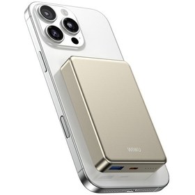 Resim Wiwu P15-1 Led Işık Göstergeli Ultra İnce Pd 20w Kablosuz Powerbank 10000mah 15w Titanyum-gold 