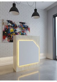 Resim Resital Ledli Karşılama Bankosu G-90 Cm Ofis Kasa Resepsiyon Masası Banko-002-8-1 