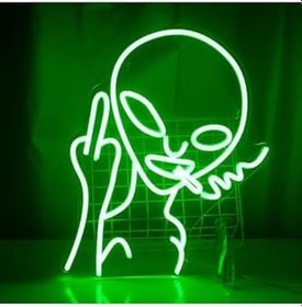 Resim Uzaylı Allien Neon Tabela Neon Yazı Dekoratif Aydınlatma Ve Gece Lambası, allienws 
