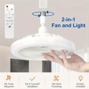 Resim 1 Adet FIBRAVE Akıllı Tavan Vantilatörü ve Aydınlatma, Uzaktan Kumandalı, Modern Gömme Montajlı Aydınlatma Aparatı, E26/E27 Bağlantı Noktası, 50W Ayarlanabilir LED, Renk Sıcaklığı (3000K-6000K), Zamanlayıcı, Sessiz Çalışma, Yatak Odası, Salon, Mutfak, Garaj İçin - Kolay Kurulum, Araç Gerektirmez, Şık Tasarım, Dayanıklı ABS Plastik 