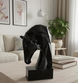 Resim Dekoratif Kitap Tutucu Kübit At Figürlü Biblo Siyah Renk 