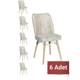 Resim Avenza Living Kare Gold Mutfak Sandalyesi 6 Adet Krem 