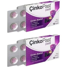 Resim Çinkopast C Vitamini, Zencefil, Karamürver, Nane 2 x 12 Pastil 