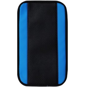Resim 32x19cm Pu Karbon Fiber Deri Merkezi Kolçak Kutusu Kapağı Kaymaz Ped Mavi 
