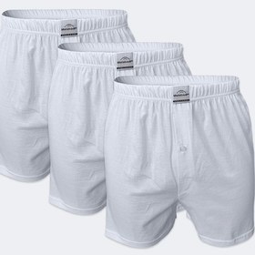 Resim Malabadi Erkek Beyaz 3 Lü Paket Geniş Kalıp Büyük Beden Boxer %100 Pamuk Battal Boy 3m024 Beyaz 