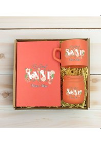 Resim Bk Gift Kişiye Özel İsimli Dtf Anne Temalı Somon Defter & Kahve Fincanı & Mum Hediye Seti-4, Anneye Hediye, Anneler Günü Hediyesi Kobitmeyencom30816 B 