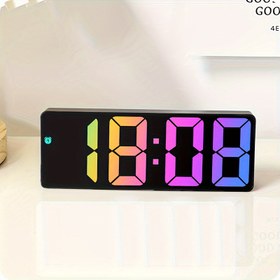 Resim LED Dijital Elektronik Saat Yatak Yanı Alarm Saati, Sıcaklık Göstergesi Aynası ile 3 Seviyeli Ayarlanabilir Parlaklık, Yatak Odası Saati, Oda Dekoru, Ayna Alarm Saati Zamanı Yüksek Değerli LED Dijital Ekran Öğrenciler İçin Masaüstü Masaüstü Elektronik Saat [Pil ve Adaptör Dahil Değildir] 