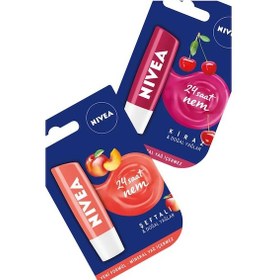 Resim Nivea 24H Şeftali - Kiraz Nemlendirici Dudak Balmı 