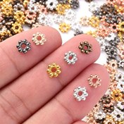 Resim 200 Adet Set 6mm Altın Kar Tanesi Aralık Boncukları - DIY Takı ve Bileklik Yapım Malzemeleri için CCB Plastik Çiçek Boncuklar 