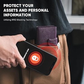 Resim Kredi Kartı Tutucu, RFID Engelleme Özellikli Hakiki Deri Cüzdan, 3 Yuvalı - Açık Lacivert 