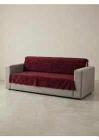 Resim Sofline Kaymaz Tabanlı Tay Tüyü Çekyat, Koltuk, Kanepe Örtüsü 175x210cm Bordo 