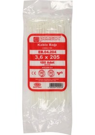 Resim Pemsan - 3,6mm X 205mm Plastik Cırt Kelepçe - Kablo Bağı - Beyaz 