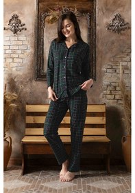 Resim Sude P-200-109 Süet Gömlek Ekose Kadın Pijama Takımı Çok Renkli 