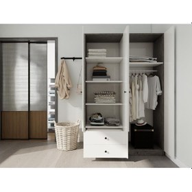 Resim 4 Kapaklı 2 Çekmeceli Gardırop Hanoibeyaz Beyaz 