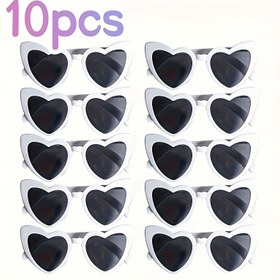 Resim 10 adet Kalp Şeklinde Moda Gözlük - Şık PC Malzemesi, Kalp Şeklinde Tasarım, Düğünler, Düğün Kız Arkadaş Hediyesi, Parti Hediyeleri, Fotoğrafçılık Aksesuarları, Romantik Hediye Fikri | Kalp Şeklinde Moda Gözlük | Hafif Gözlük 