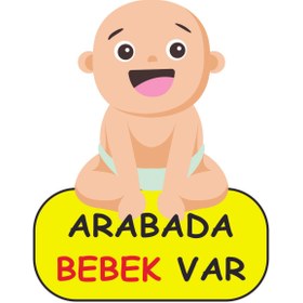Resim OZY DESIGN ARABADA BEBEK VAR ARABA STİCKER İ 20 X 15 